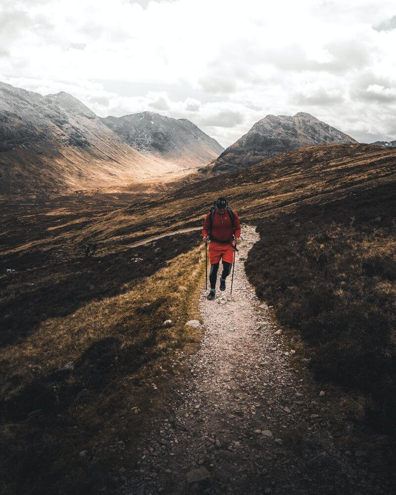 image of walking up a hillside